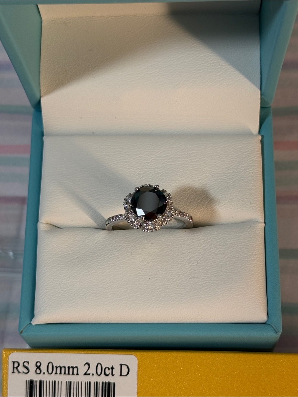 Halo Ring with Black Moissanite Center Stone